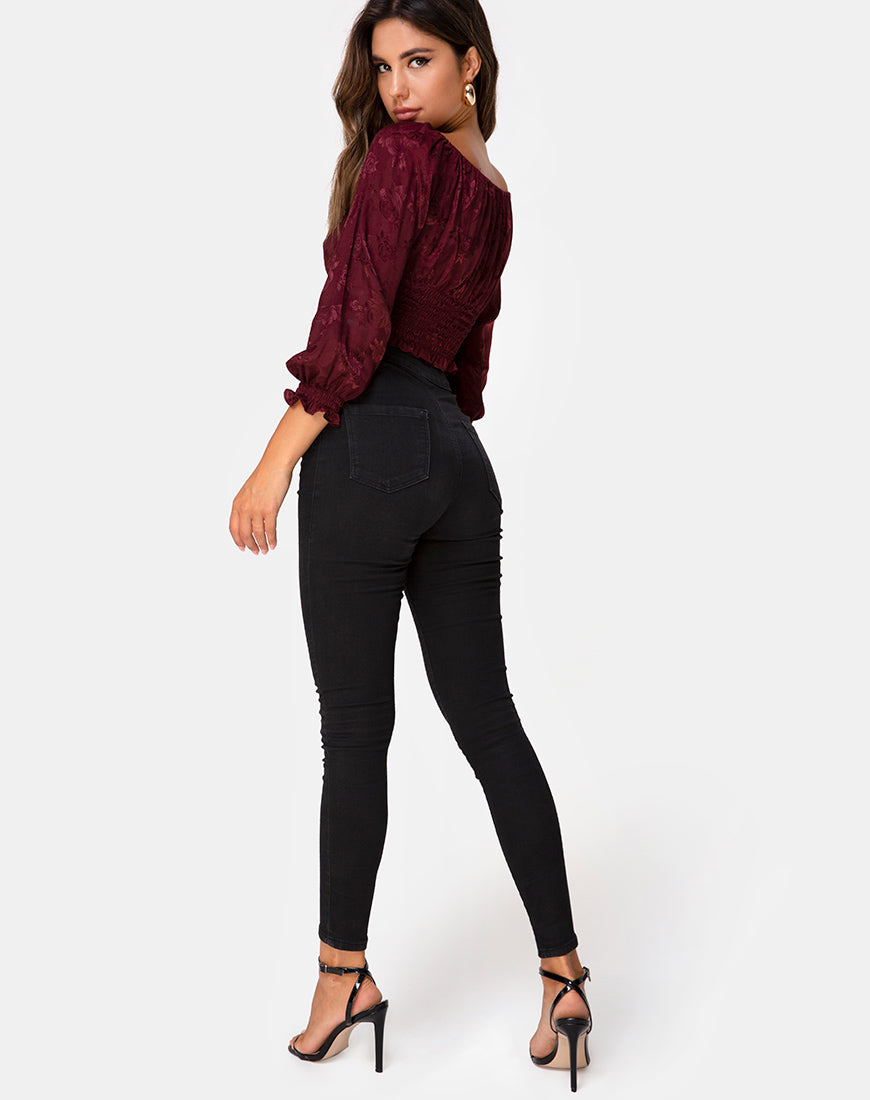 Image of Lancer Crop Top in Satin Rose Burgundy