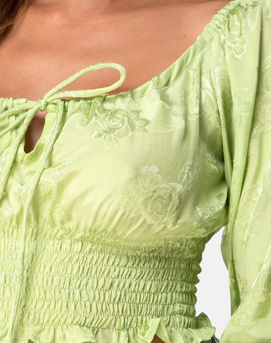 Image of Lancer Crop Top in Satin Rose Lime