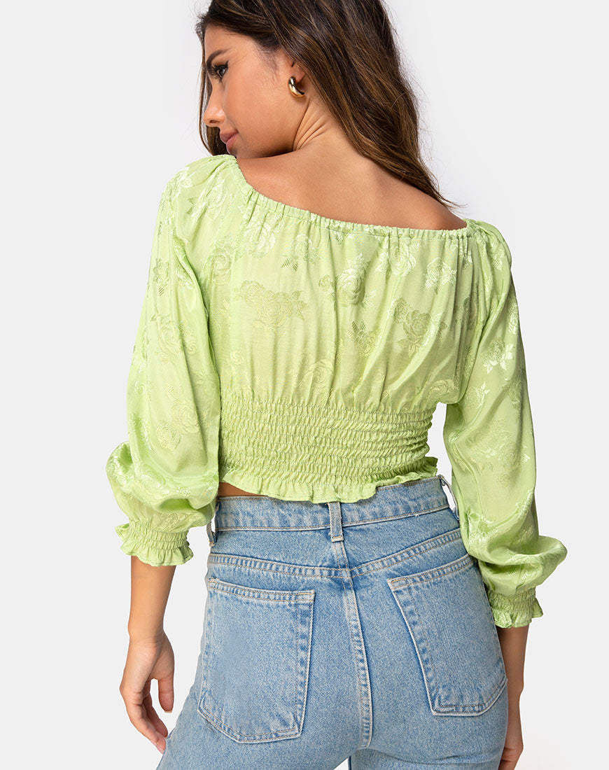 Image of Lancer Crop Top in Satin Rose Lime