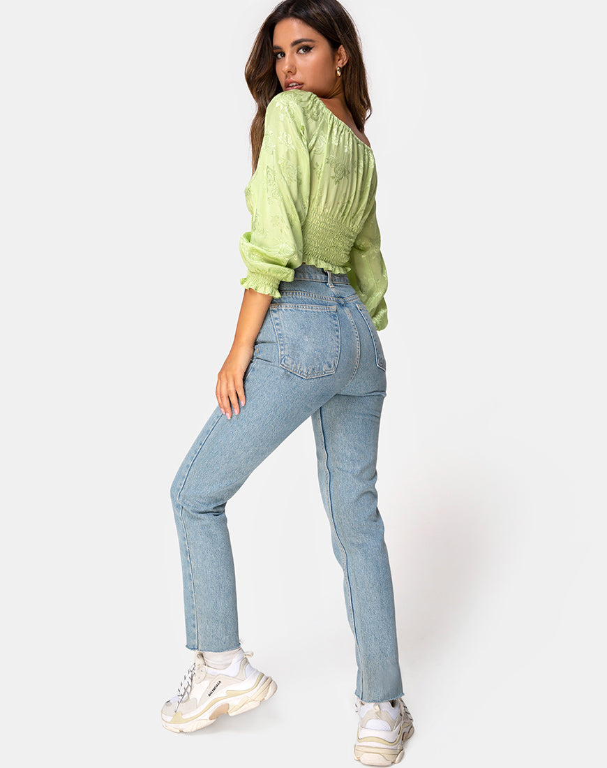 Image of Lancer Crop Top in Satin Rose Lime