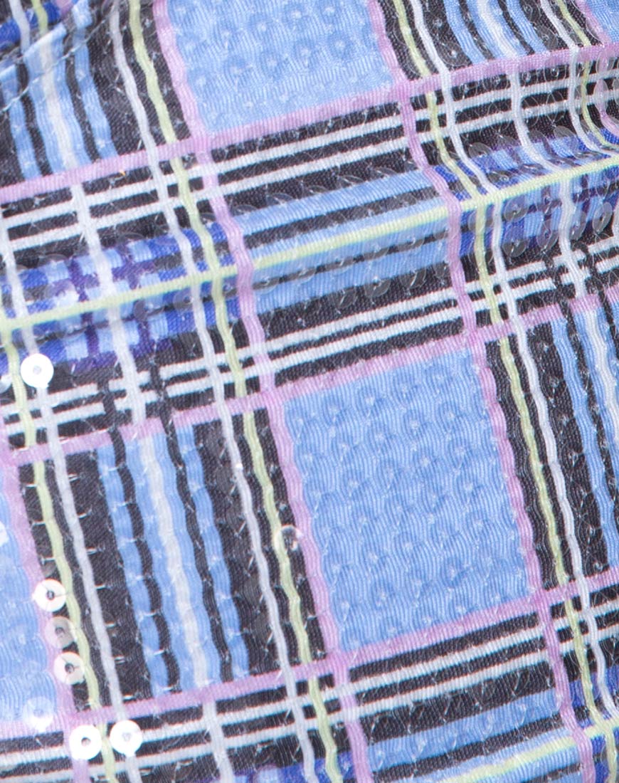 Image of Lantas Bodice in 90s Check with Clear Sequin