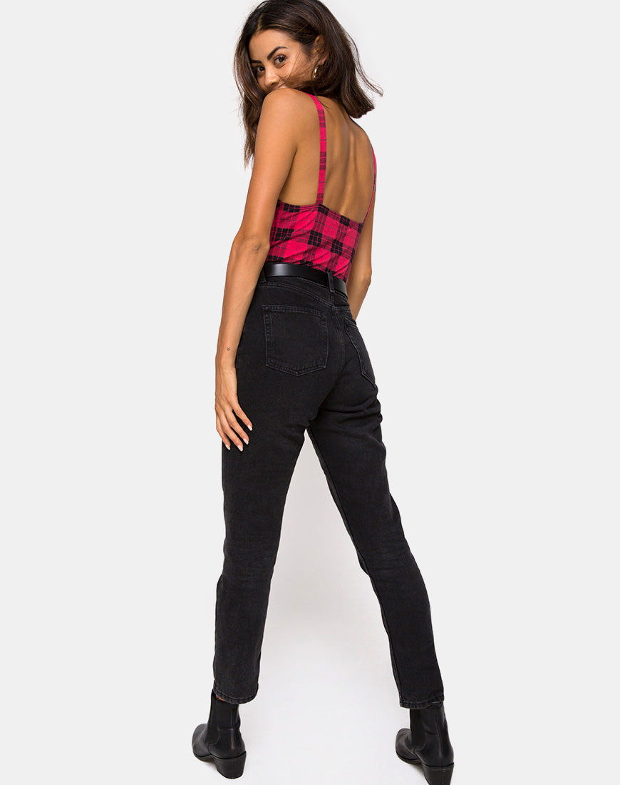 Image of Lantas Bodice in Winter Plaid Red Black