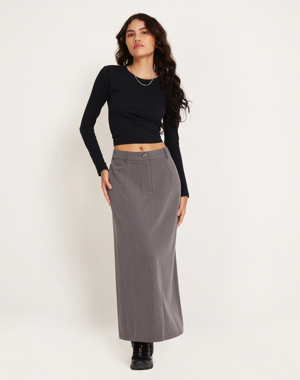 Lanula Midi Skirt in Tailoring Charcoal