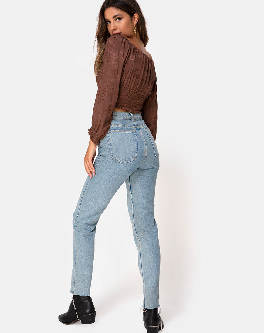 Image of Lancer Crop Top in Satin Rose Chocolate