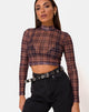 Image of Lara Crop Top in Net Checking Out Brown
