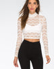 Image of Lara Crop Top in Chevron Lace Ivory