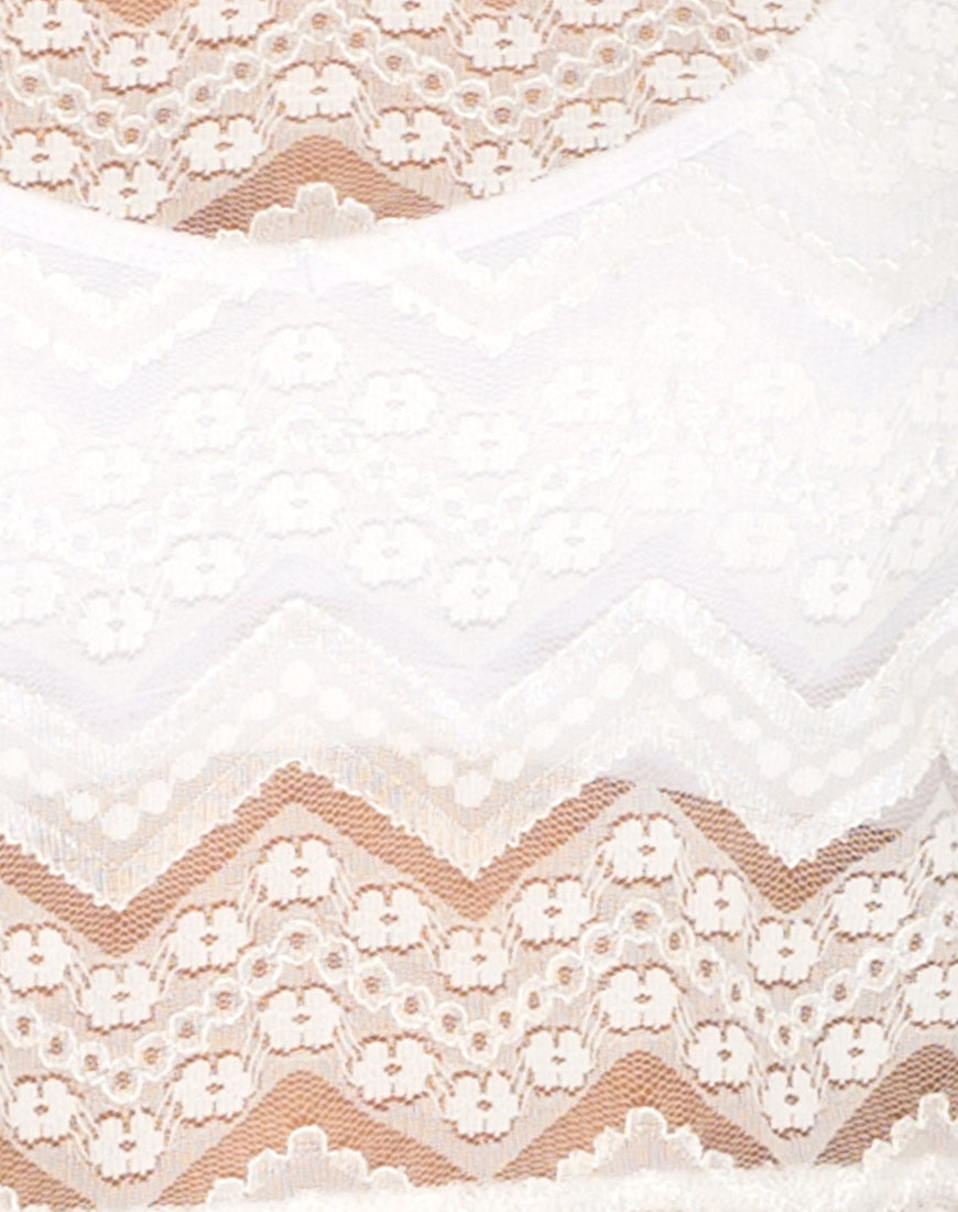 Image of Lara Crop Top in Chevron Lace Ivory