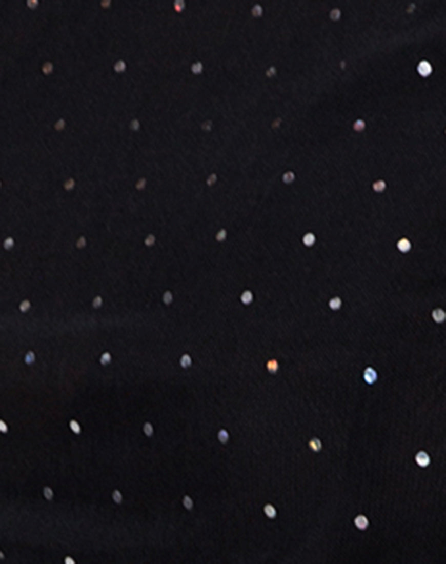 Image of Lara High Neck Crop Top in Net Crystal Black