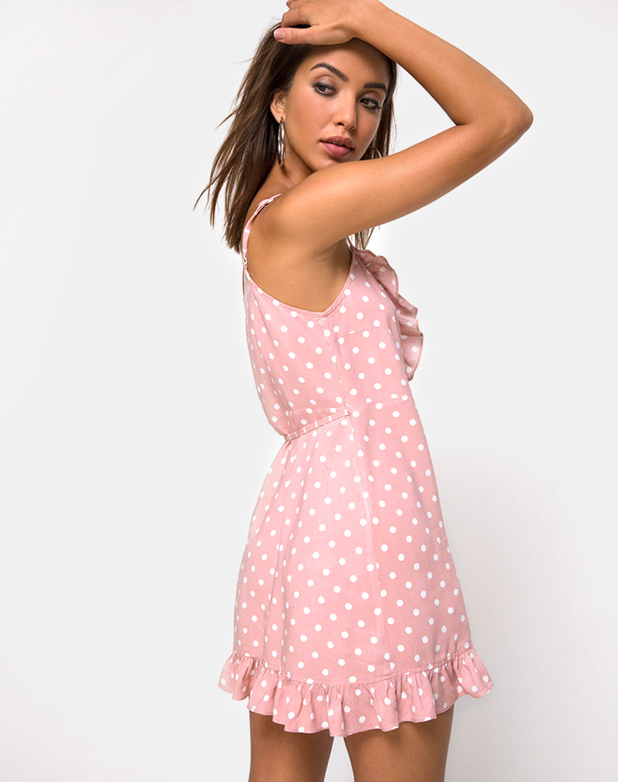 Image of Lasky Slip Dress in Spot Stripe Pink and White
