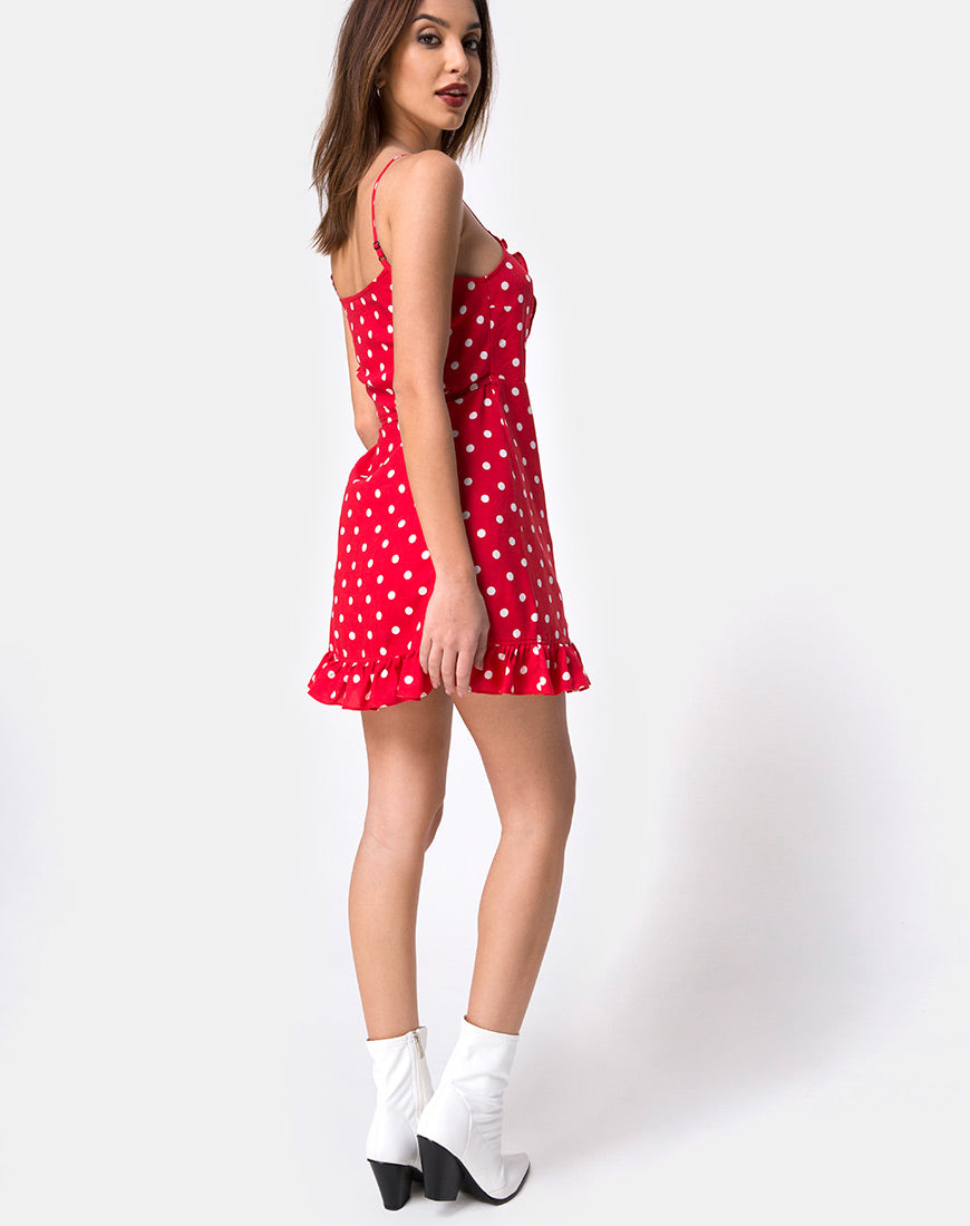 Image of Lasky Dress in Medium Polka Red and White