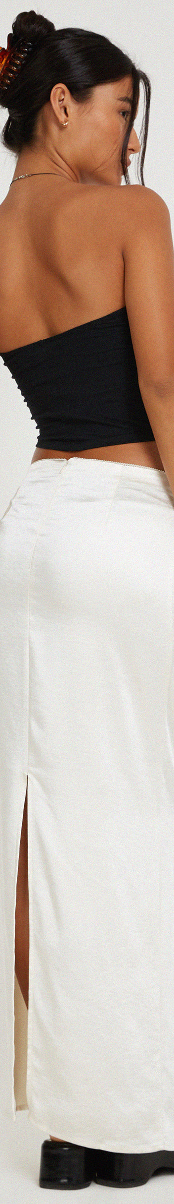 Vayla | Lemon Matte Satin Asymmetric Drop-Waist Maxi Skirt