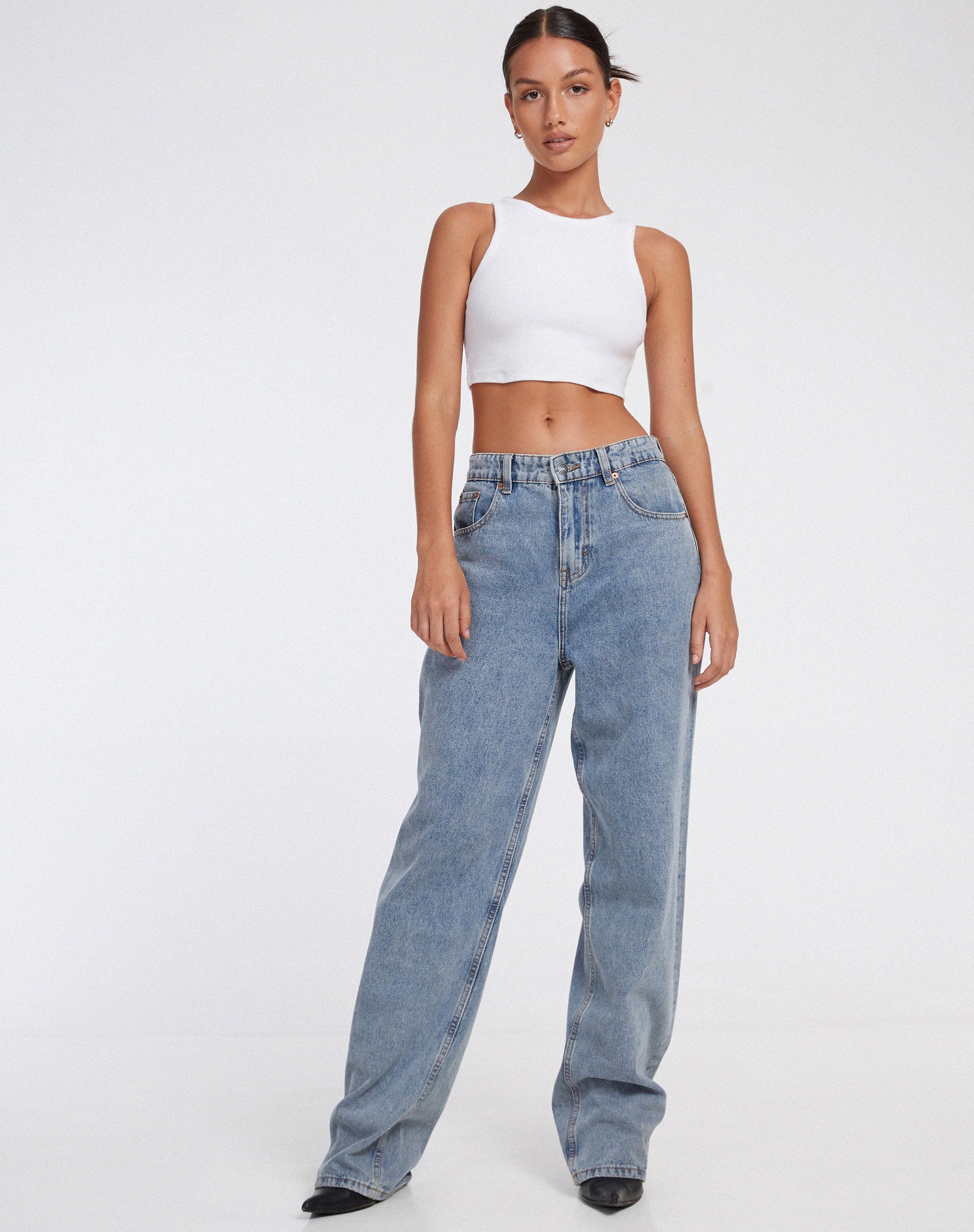 image of Leah Crop Top in Rib White