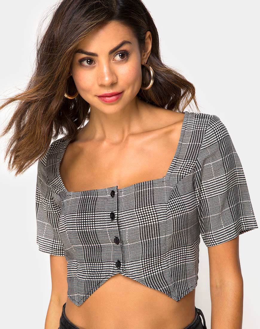 Image of Legia Crop Top in Charles Check Grey