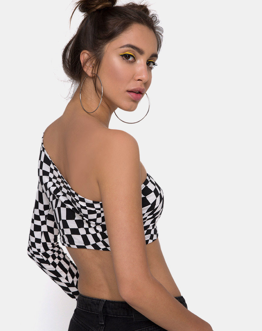 Lepo Crop Top in Square Flag B/W