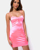 Image of Leta Bodycon Dress in Satin Fluro Pink