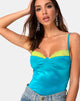 Image of Letta Bodice in Aqua with Lime Lace