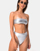 Image of Lien Bikini Top in Metallic Silver