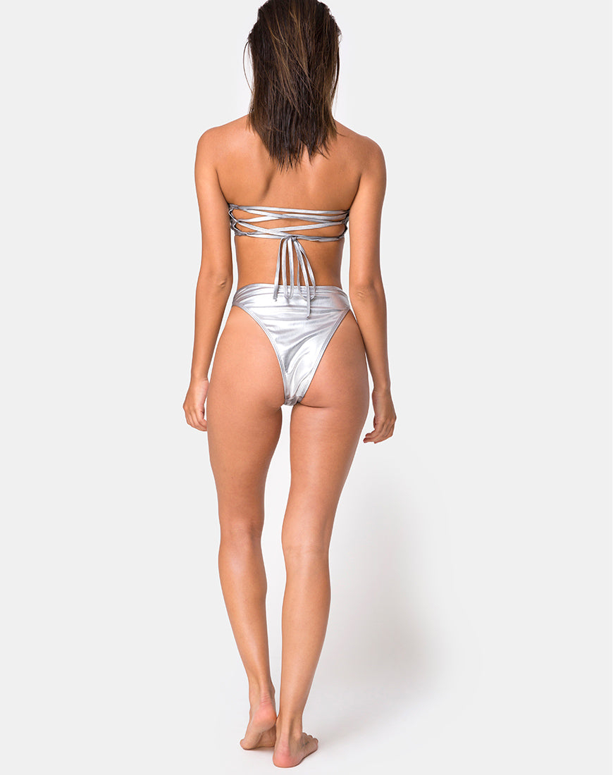 Image of Lien Bikini Top in Metallic Silver