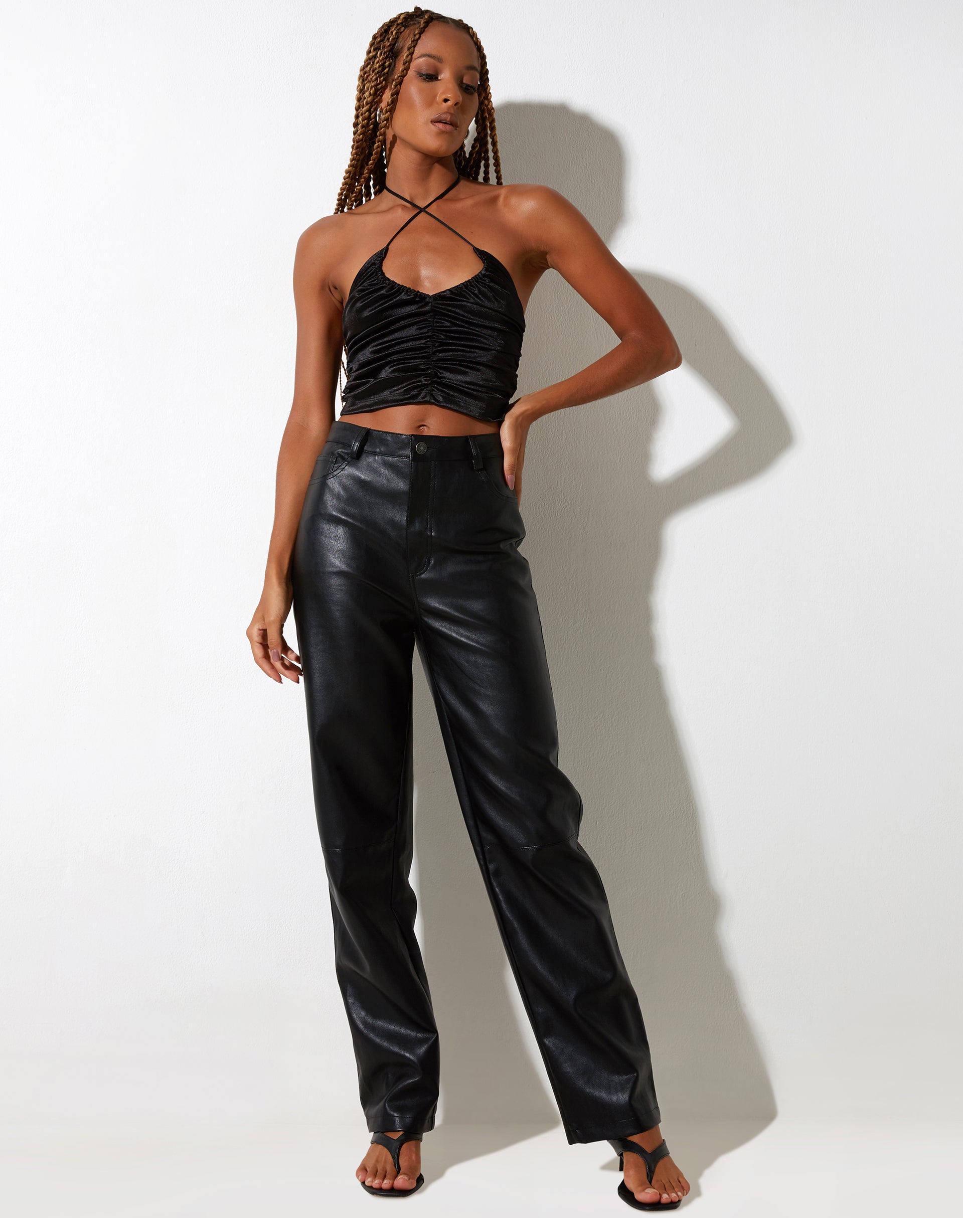 image of Lily Crop Top in Satin Black
