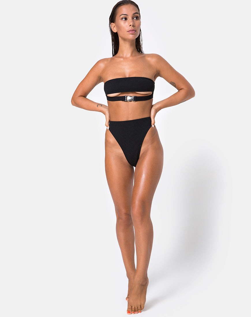Image of Lin Lin Bikini Top in Black with Silver Derlin