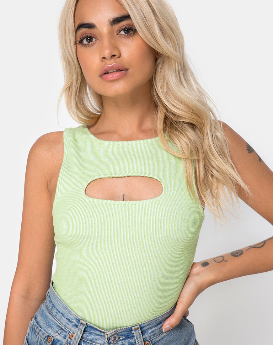 Image of Lisari Bodice in Rib Pastel Lime