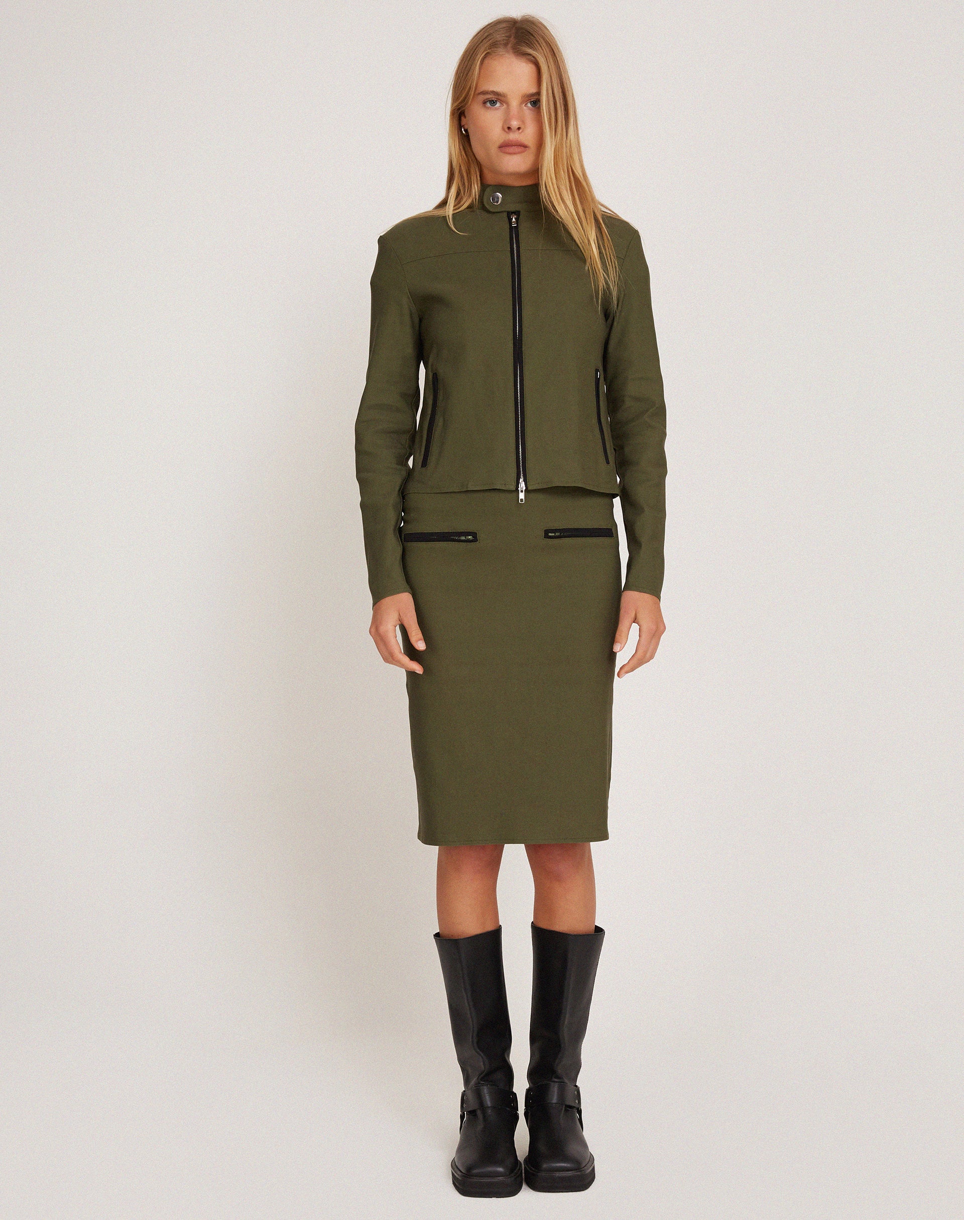 Military green deals midi skirt