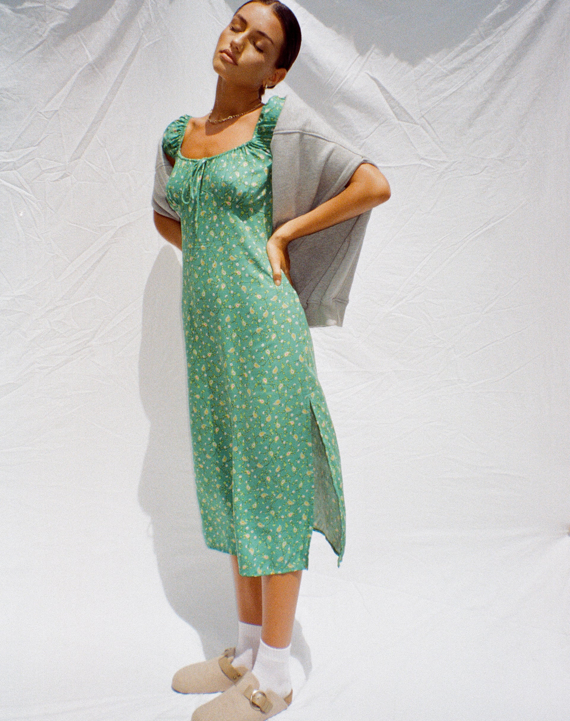 Lona Midi Dress in Paisley Fun Green Lona Midi Dress in Paisley Fun Green