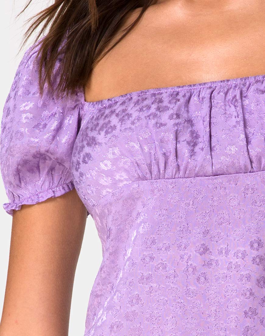 Image of Lonma Mini Dress in Satin Ditsy Rose Lavender