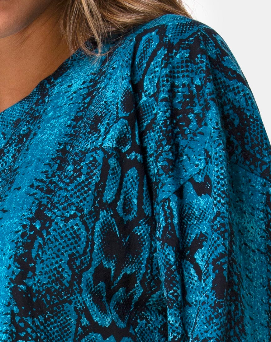 Image of Lotsun Jumper Dress in Snake Blue