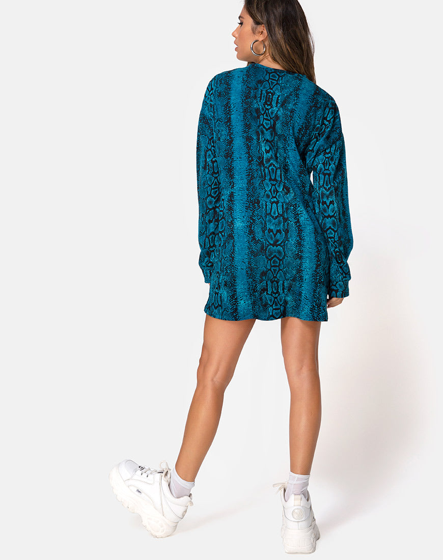 Image of Lotsun Jumper Dress in Snake Blue