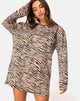 Image of Lotsun Jumper Dress in 90s Zebra Taupe