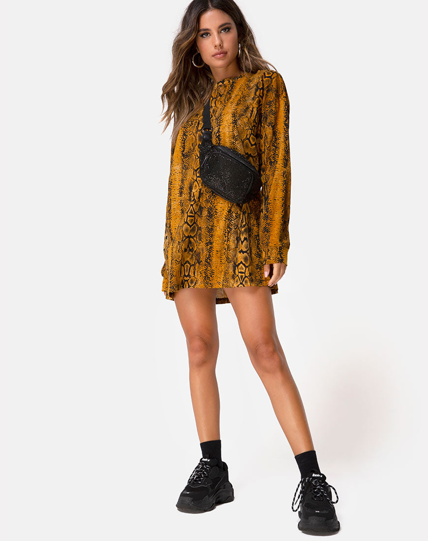 Image of Lotsun Jumper Dress in Snake Mustard