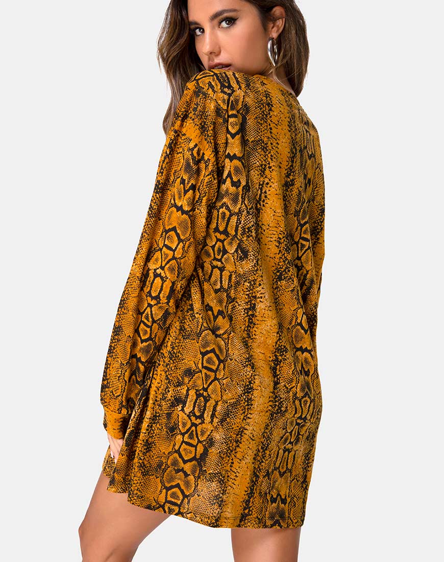 Image of Lotsun Jumper Dress in Snake Mustard