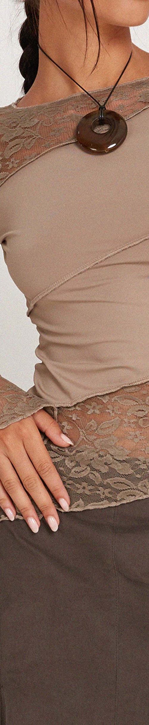 Image of Lucca Long Sleeve Top in Lace Natural