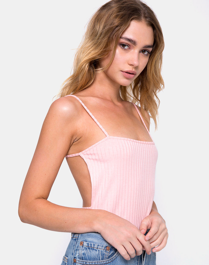 Image of Lucia Bodice in Ribbed Blush