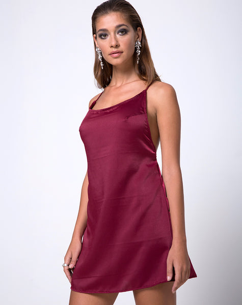 Lucille Slip Dress in Burgundy – motelrocks.com