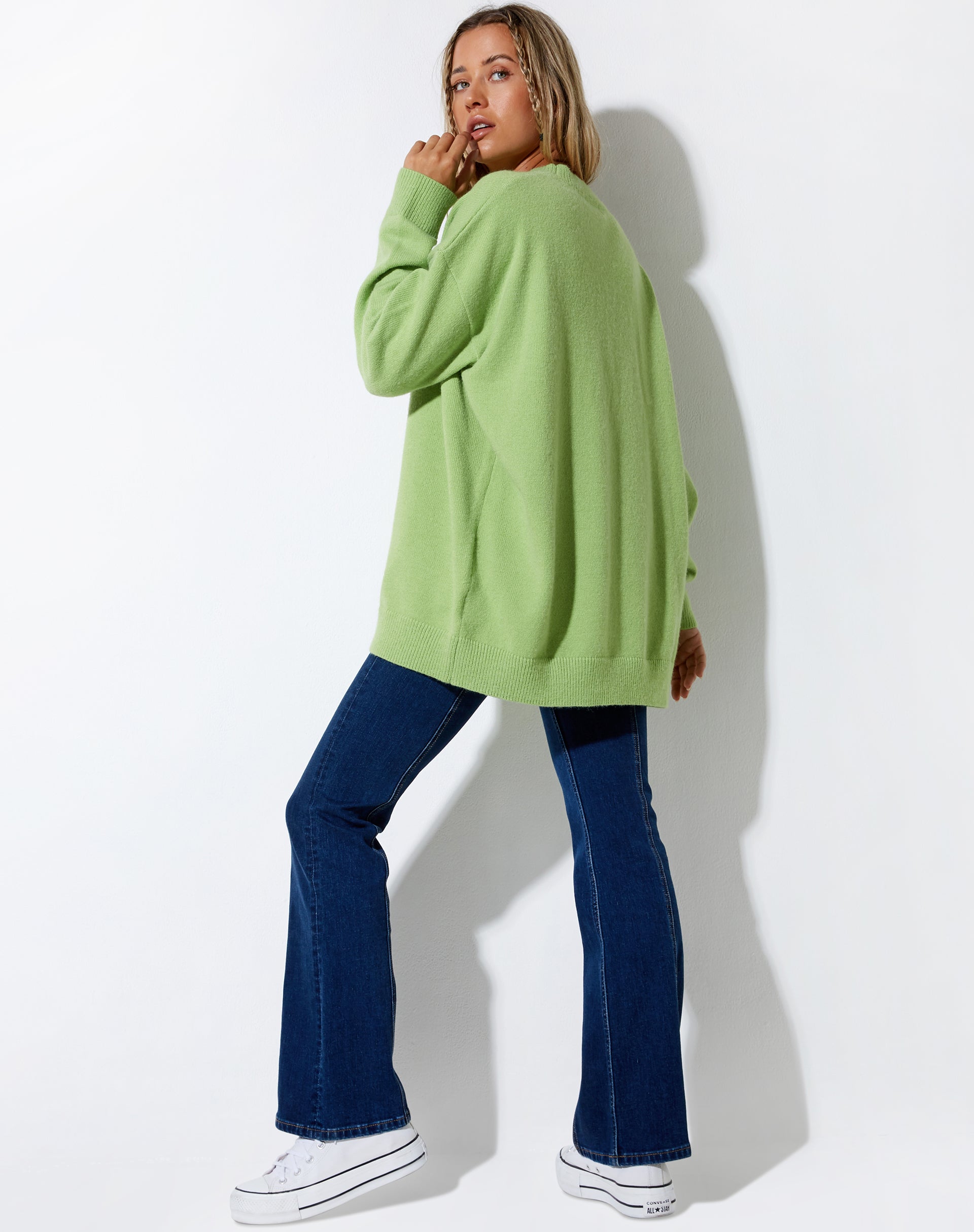 Lime green oversized jumper sale