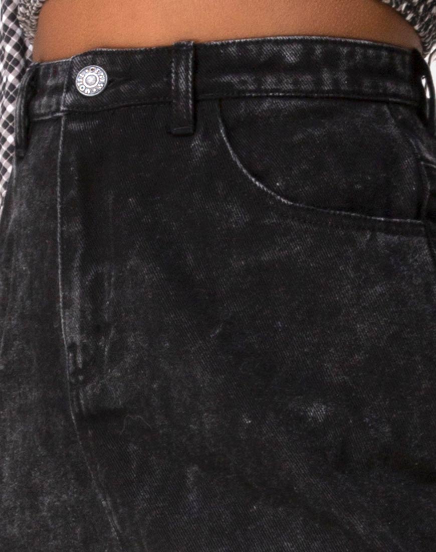 Image of Lyra Midi Skirt in Black Stone Wash
