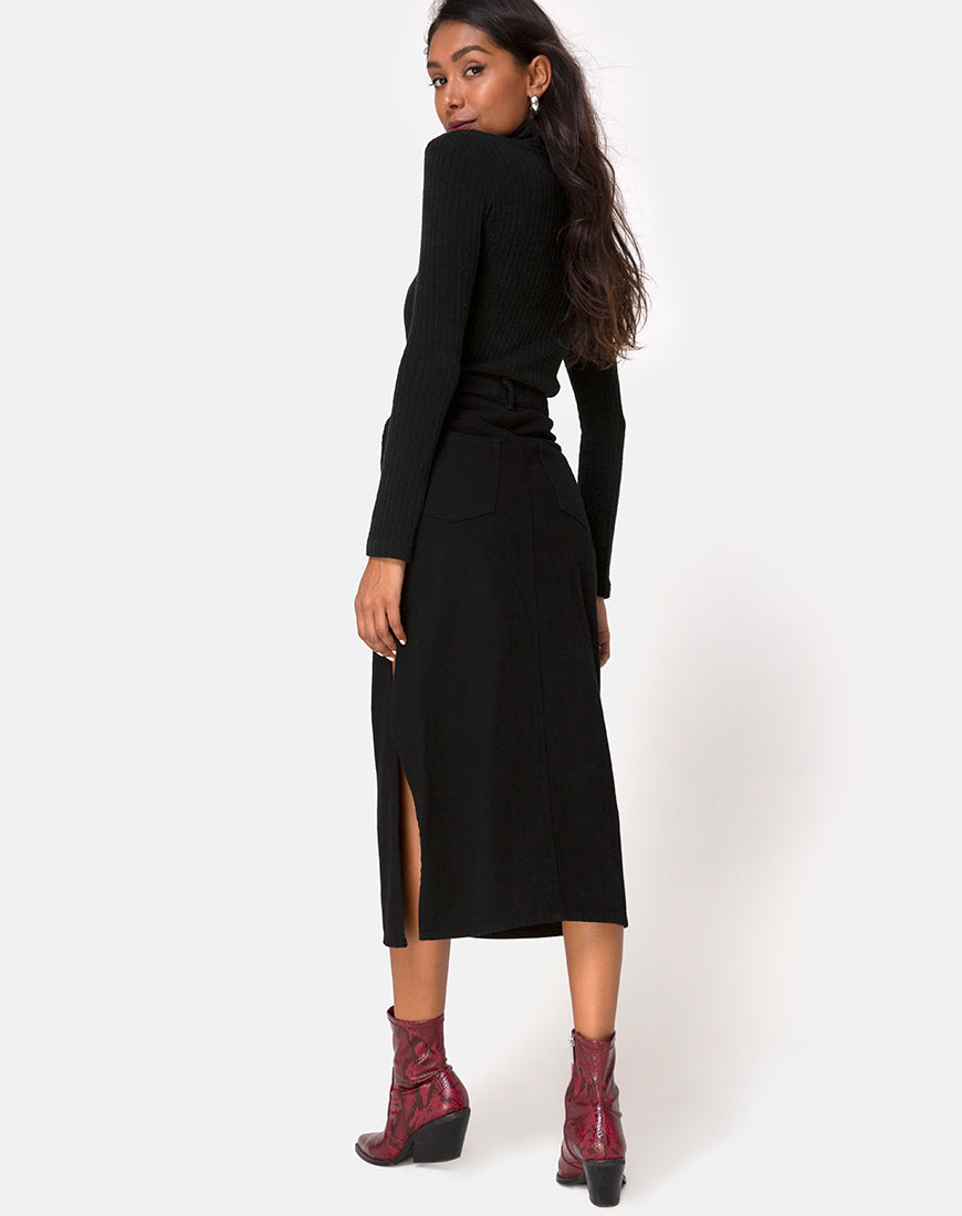 Lyra Midi Skirt in Black