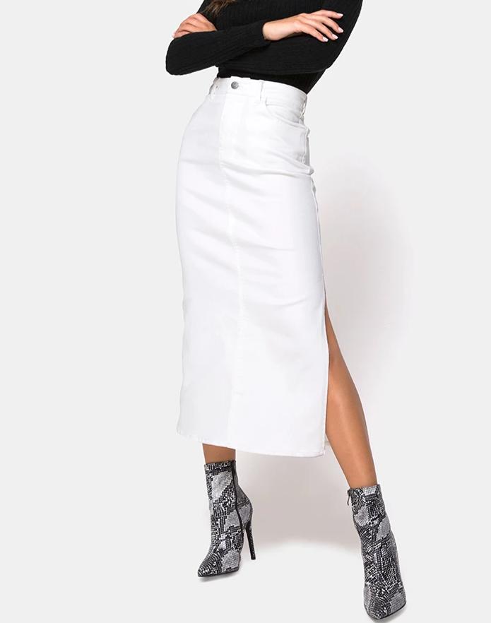 Lyra Midi Skirt in White