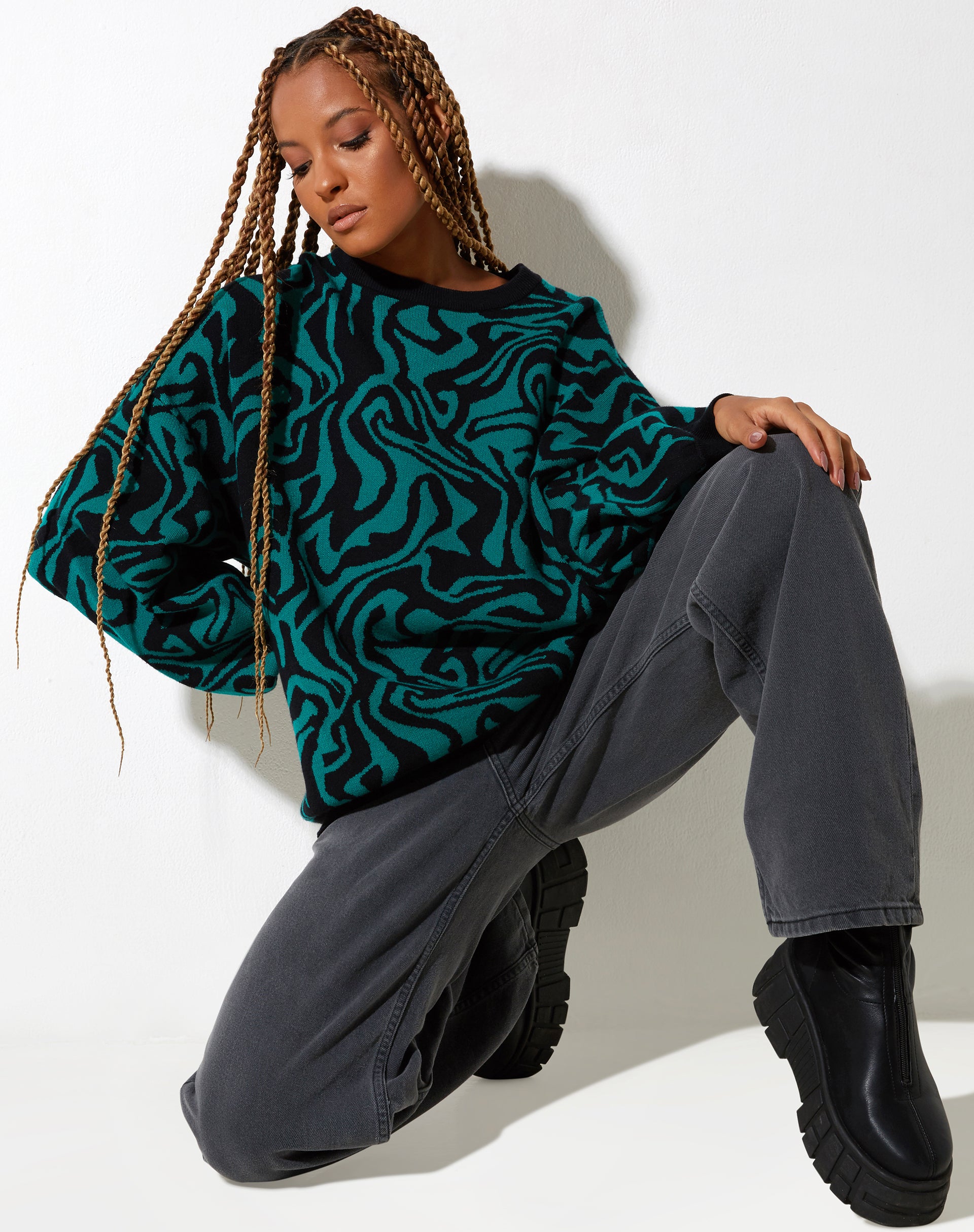 Black and green jumper on sale