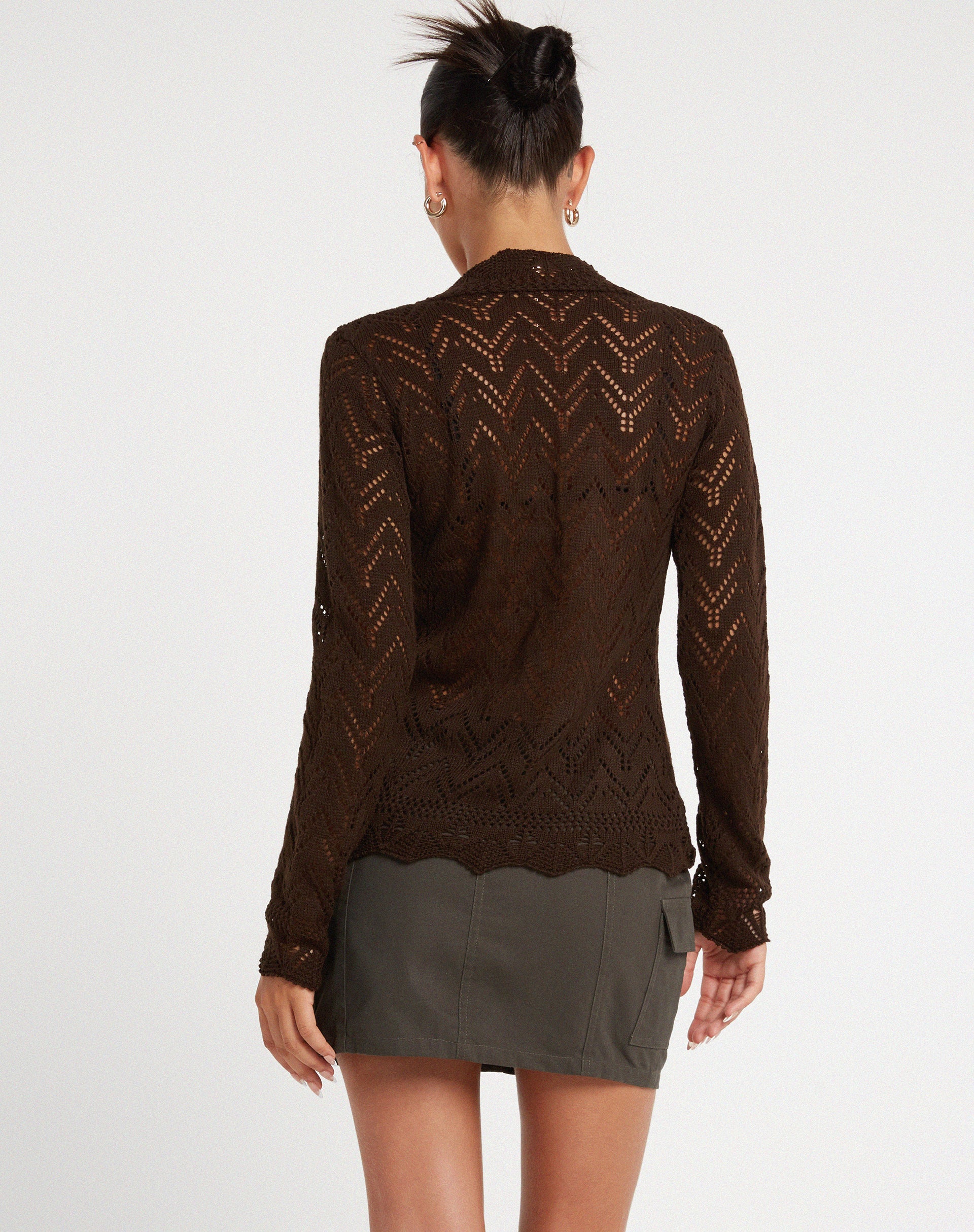 image of Mahina Cardi in Knitted Chocolate Brown