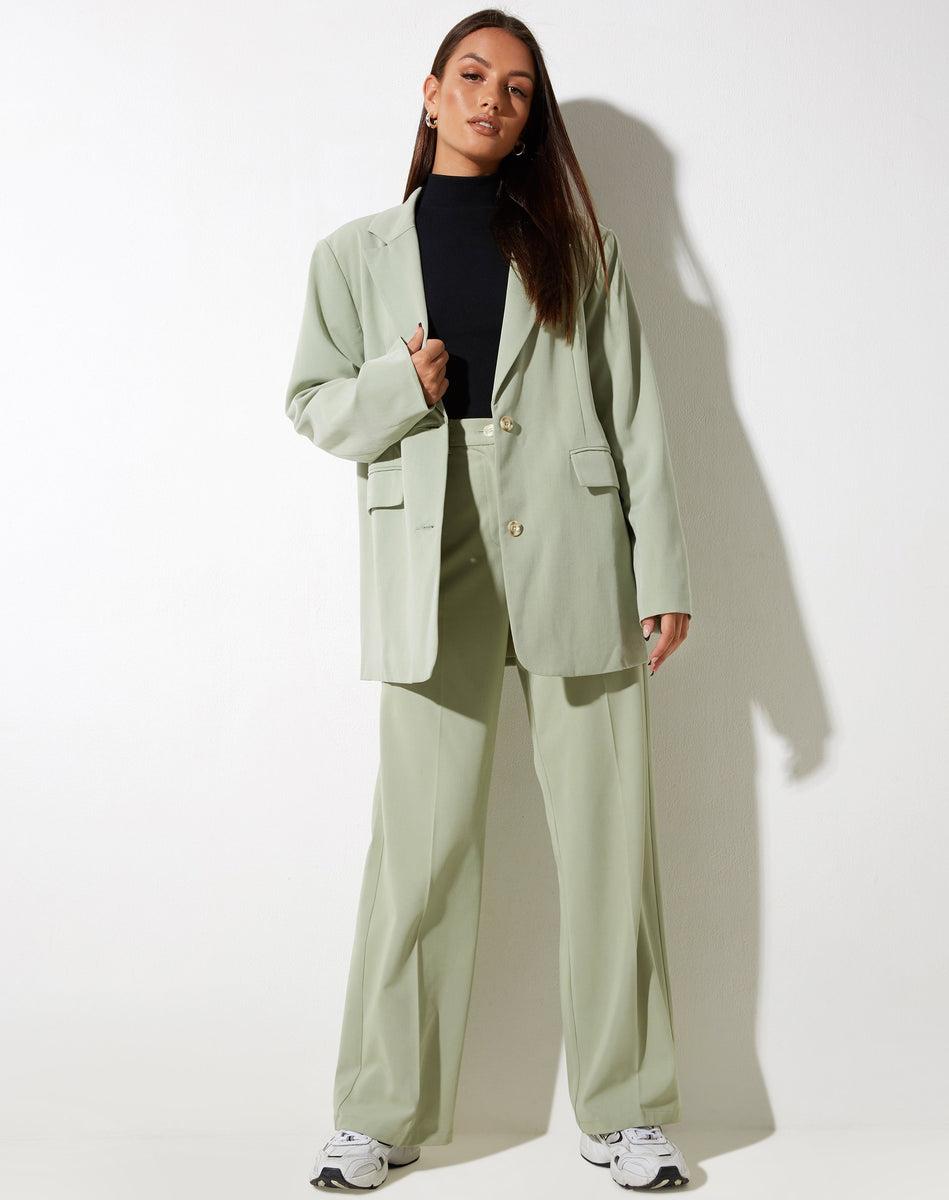 Longline Green Sage Suit Blazer | Maiwa – motelrocks.com