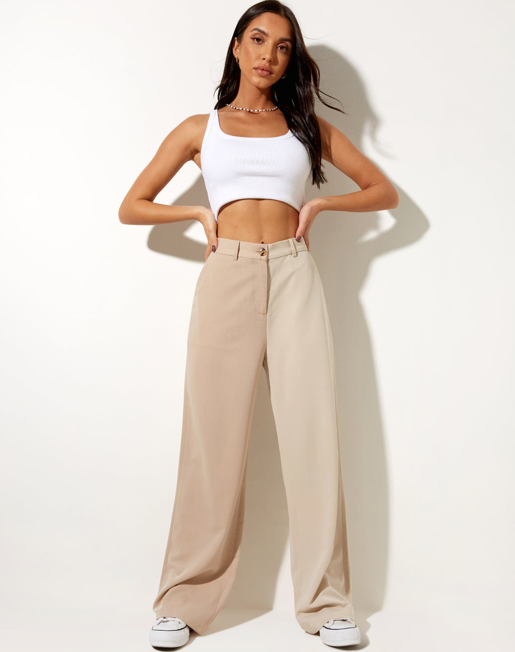 Abba Trouser in Contrast Tan and Beige