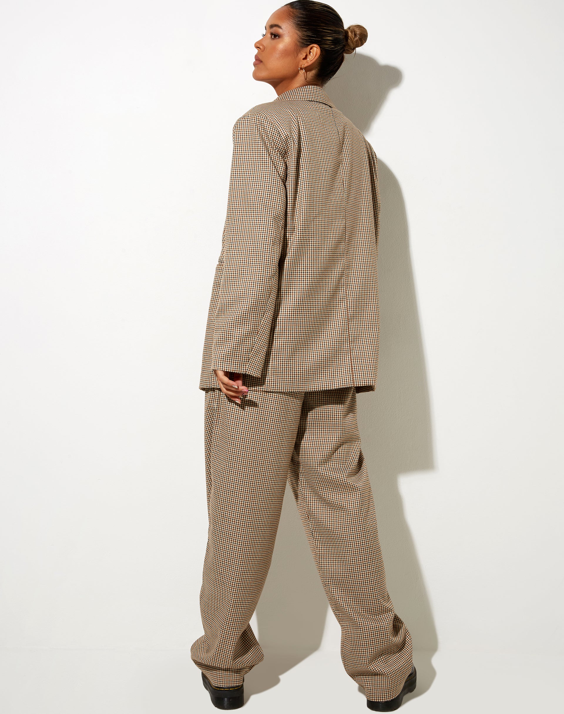 Image of Sakila Trouser in Small Check Brown