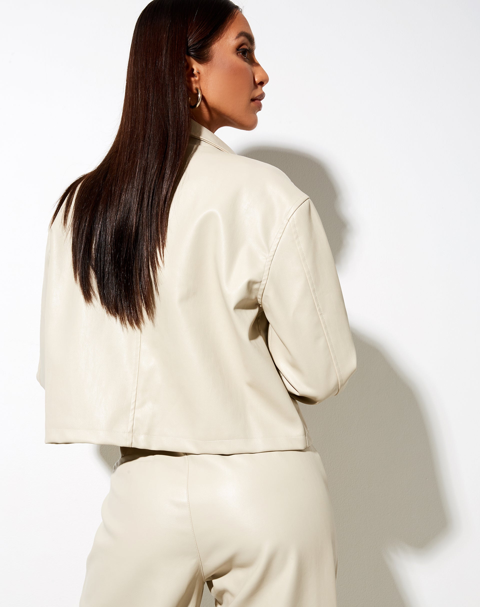 Image of Maja Cropped Blazer in Pu Ecru