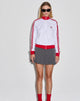 Image of Makira Zip Up Jacket in White with Red Double Stripe