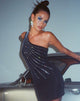 Mandan Mini Dress in Crepe Black Hotfix Diamante