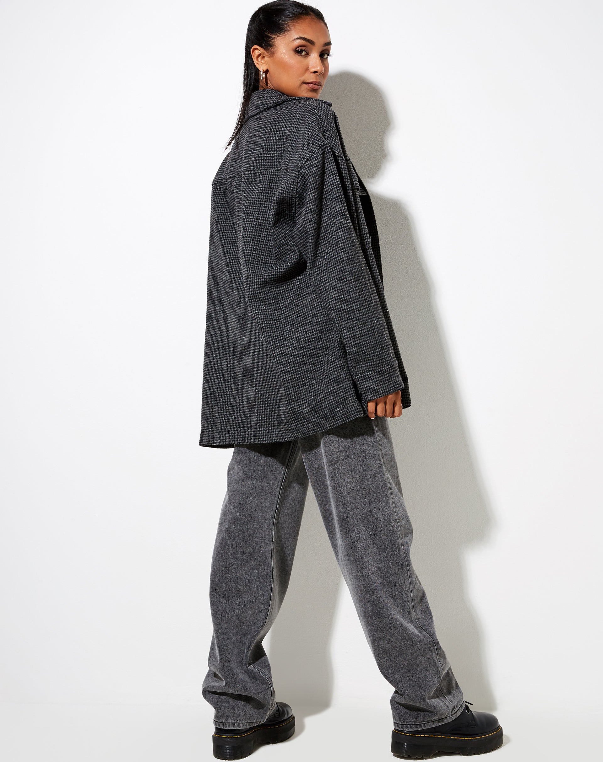 Image of Marcel Shirt in Houndstooth Black