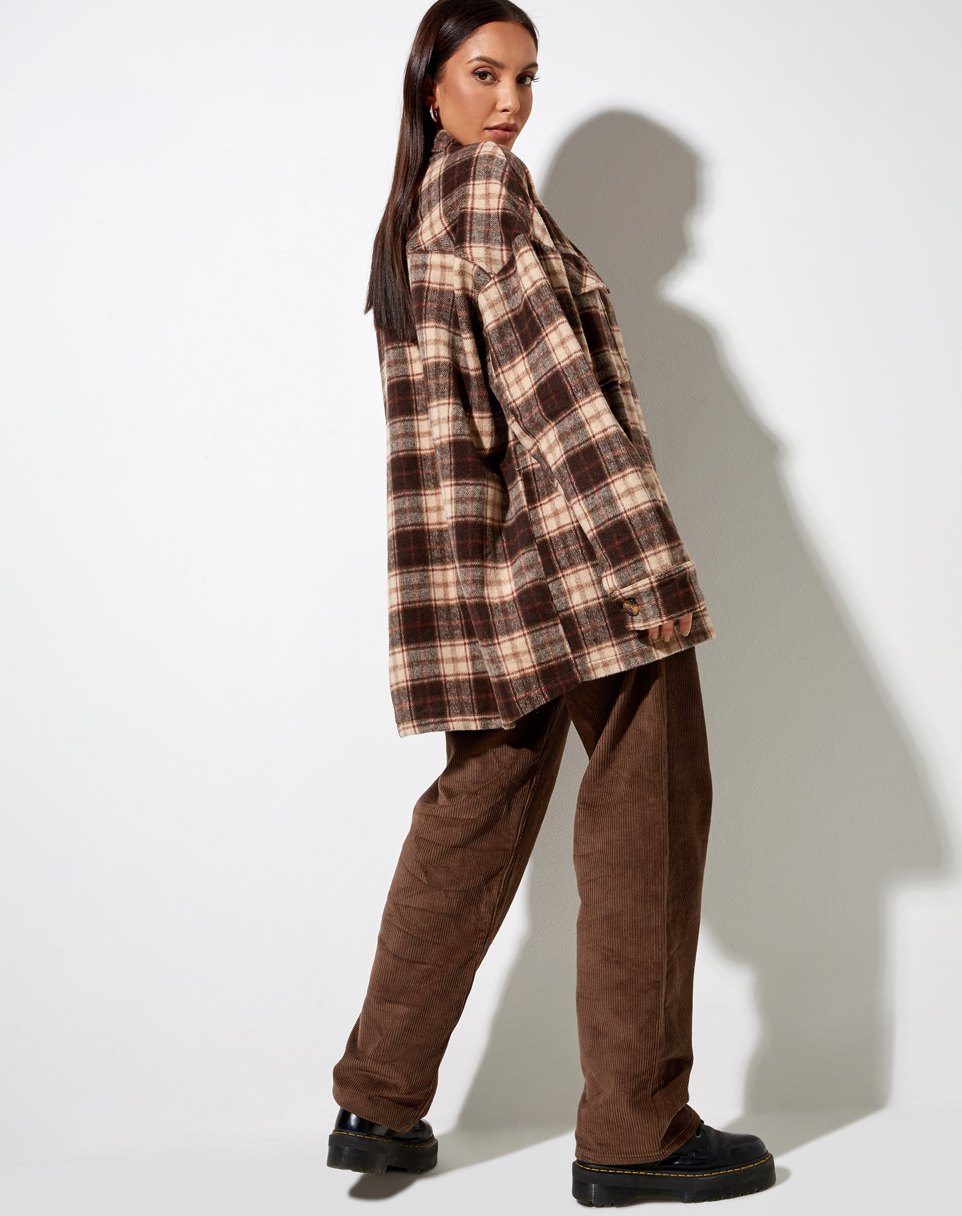 Image of Marcella Shirt in Brown and Cream Check
